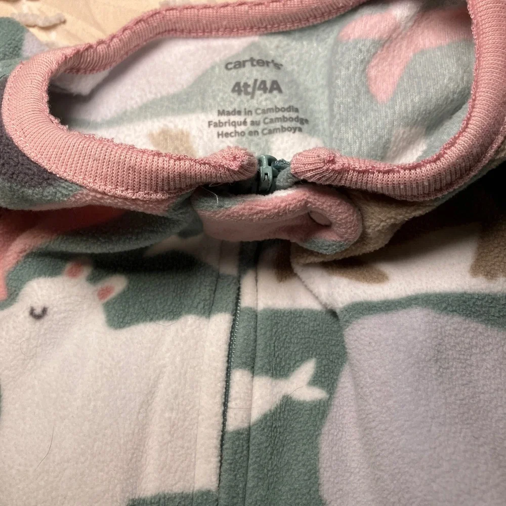 Carter's Footed Pajamas Kids Size 4T Arctic Animals Print Fleece Sleepwear